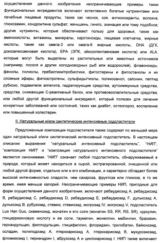 Композиция интенсивного подсластителя с пищевой клетчаткой и подслащенные ею композиции (патент 2455853)