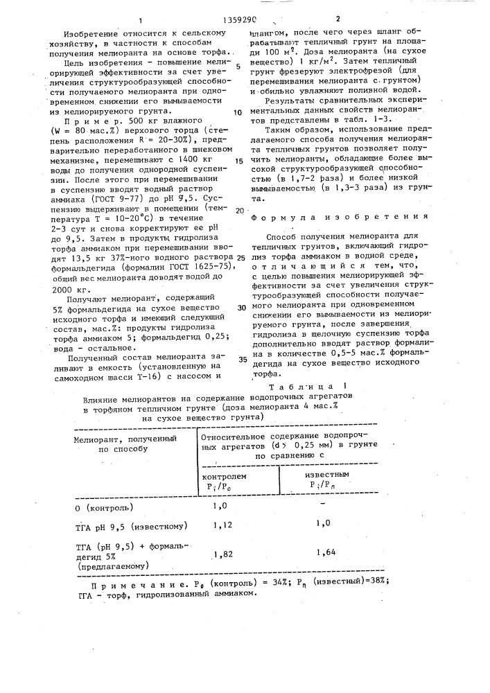 Способ получения мелиоранта для тепличных грунтов (патент 1359290)