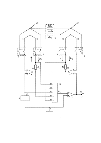 Многоканальный преобразователь приращения сопротивления резистивных датчиков в напряжение (патент 2586084)