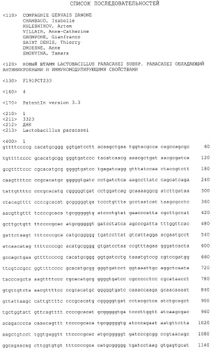 Штамм lactobacillus paracasei subspecies paracasei, обладающий антимикробными и иммуномодулирующими свойствами, и пищевой продукт на его основе (патент 2501850)