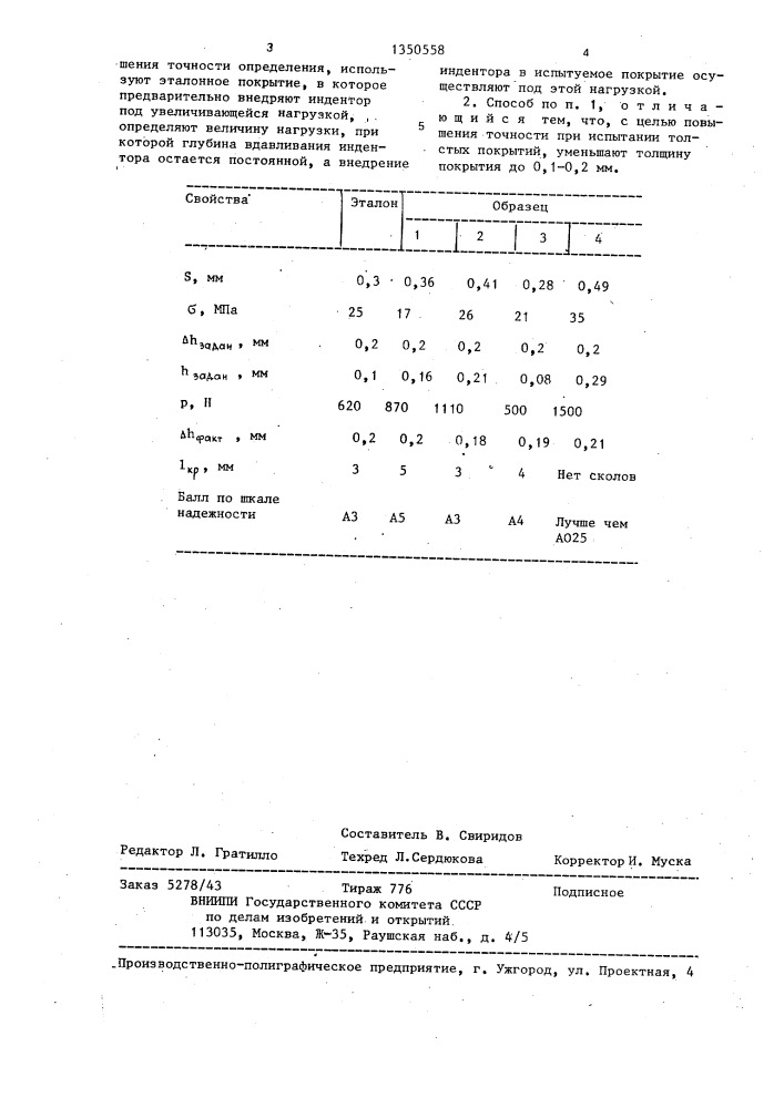 Способ определения качества сцепления покрытия с подложкой (патент 1350558)