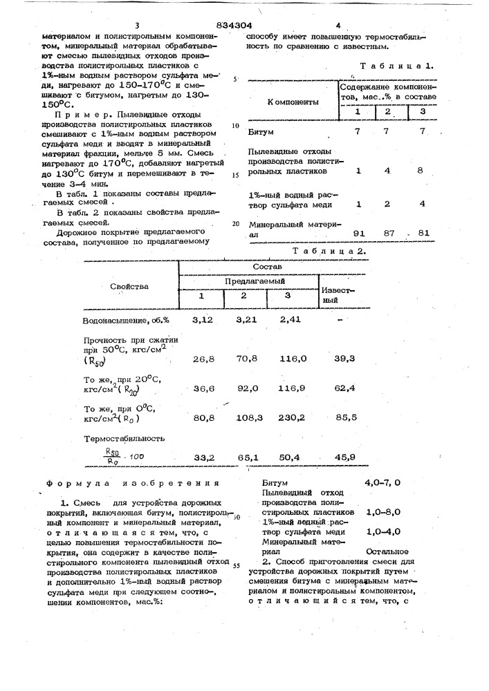 Смесь для устройства дорожных пок-рытий и способ ee приготовления (патент 834304)