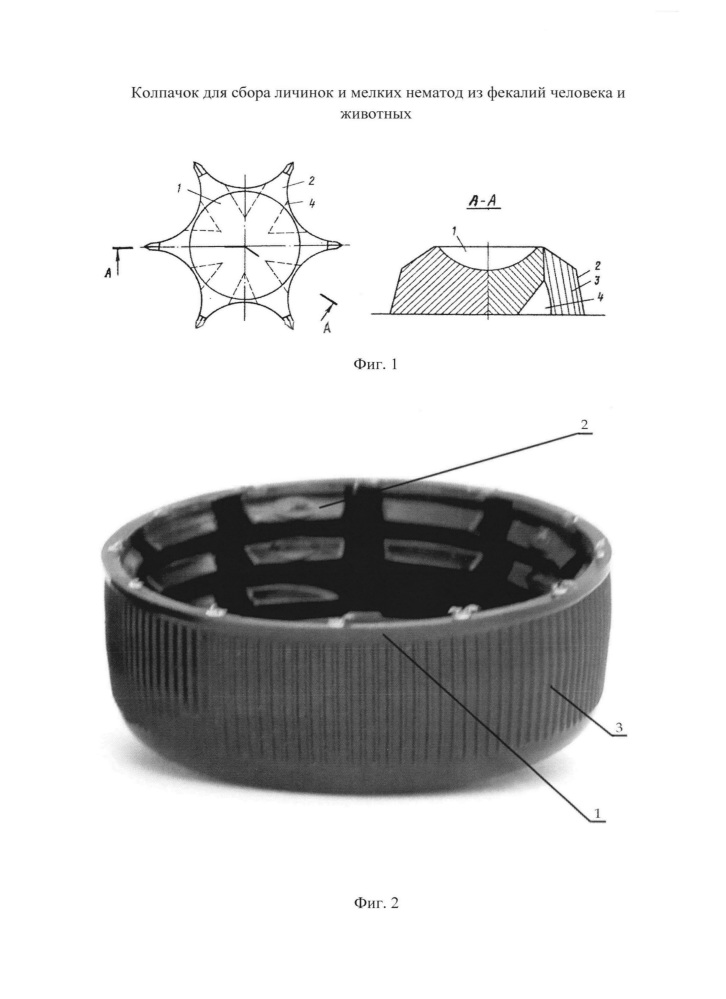 Колпачок для сбора личинок и мелких нематод из фекалий человека и животных (патент 2663629)