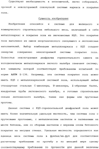 Невозгораемые усиленные, легковесные панели на вяжущем веществе и металлокаркасная система для покрытия пола (патент 2358077)