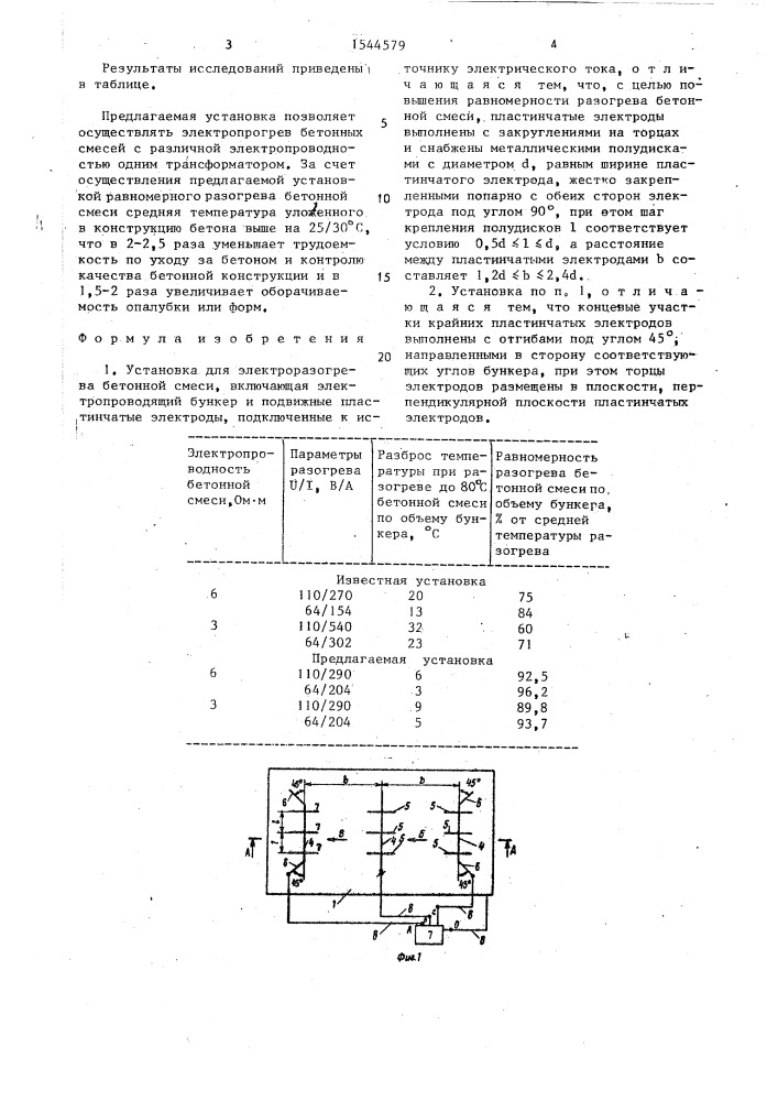 Установка для электроразогрева бетонной смеси (патент 1544579)