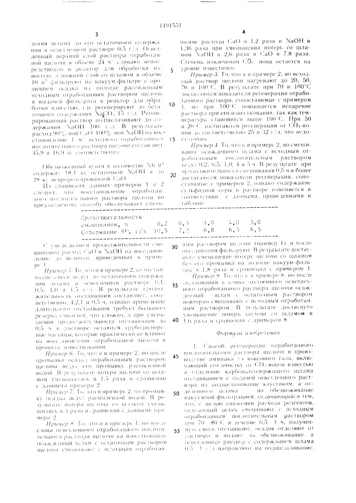 Способ регенерации отработанного поглотительного раствора щелочи в производстве аммиака из коксового газа (патент 1491551)