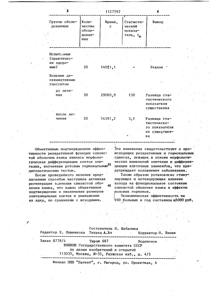 Способ лечения десквамативного глоссита (патент 1127592)