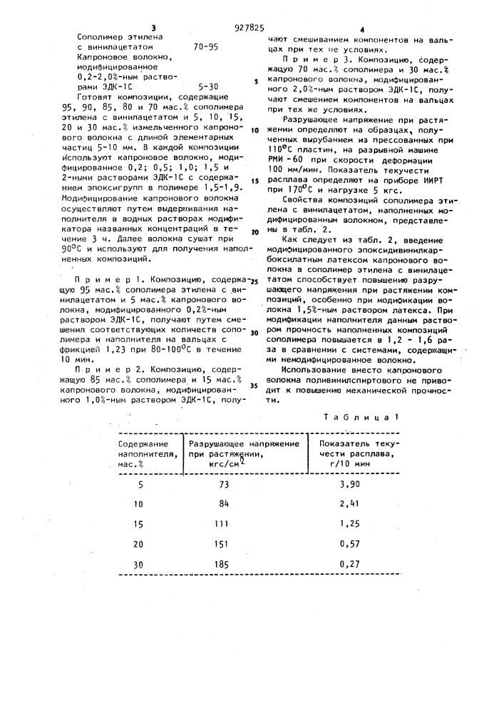 Наполненная композиция на основе сополимера этилена с винилацетатом (патент 927825)