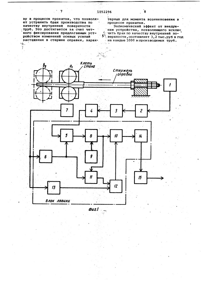 Устройство для обнаружения налипания металла на оправку стана холодной прокатки труб (патент 1052296)