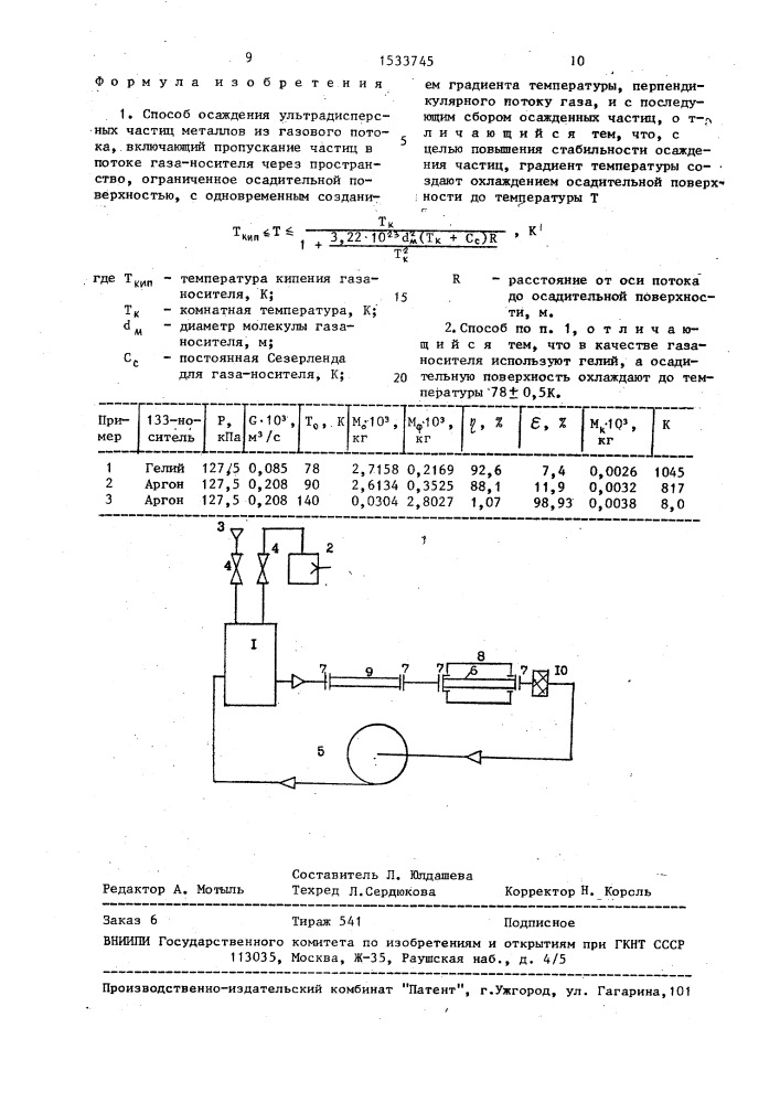 Способ осаждения ультрадисперсных частиц металлов из газового потока (патент 1533745)