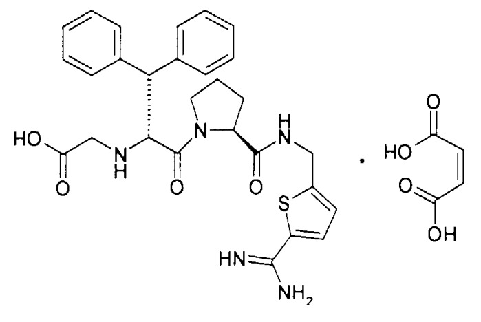 Соль малеиновой кислоты (2s)-n-{5-[амино(имино)метил]-2-тиенил}метил-1-{(2r)-2-[(карбоксиметил)амино]-3,3-дифенилпропаноил}-2-пирролидинкарбоксамида и способ ее получения (патент 2268886)