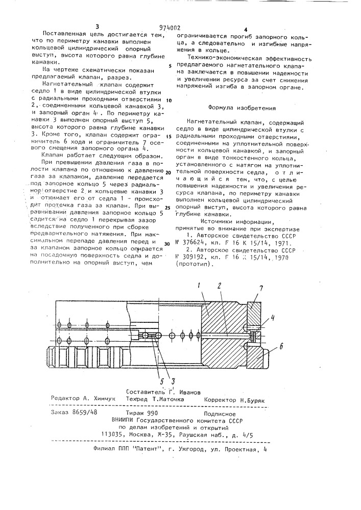 Нагнетательный клапан (патент 974002)