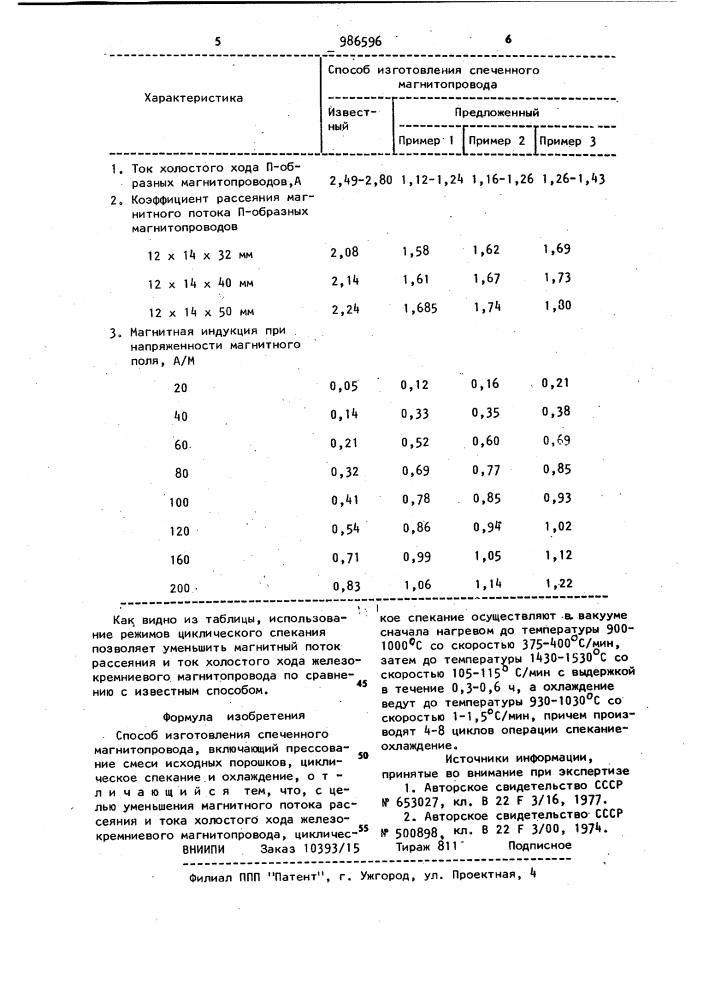 Способ изготовления спеченного магнитопровода (патент 986596)