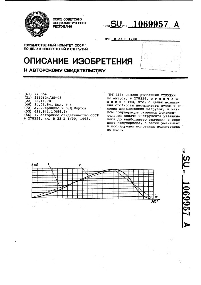 Способ дробления стружки (патент 1069957)