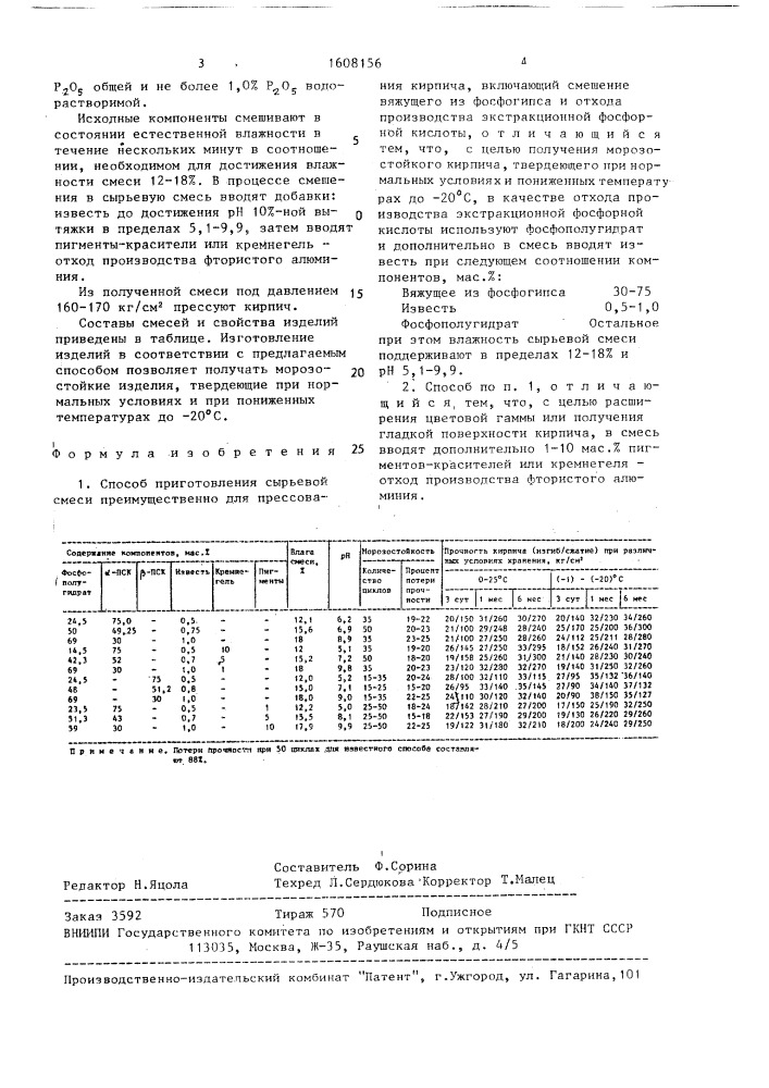 Способ приготовления сырьевой смеси преимущественно для прессования кирпича (патент 1608156)