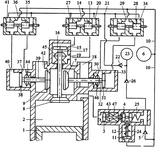 Способ реверсирования двигателя внутреннего сгорания стартерным механизмом и системой пневматического привода трёхклапанного газораспределителя с зарядкой пневмоаккумулятора системы газом из компенсационного пневмоаккумулятора (патент 2581968)