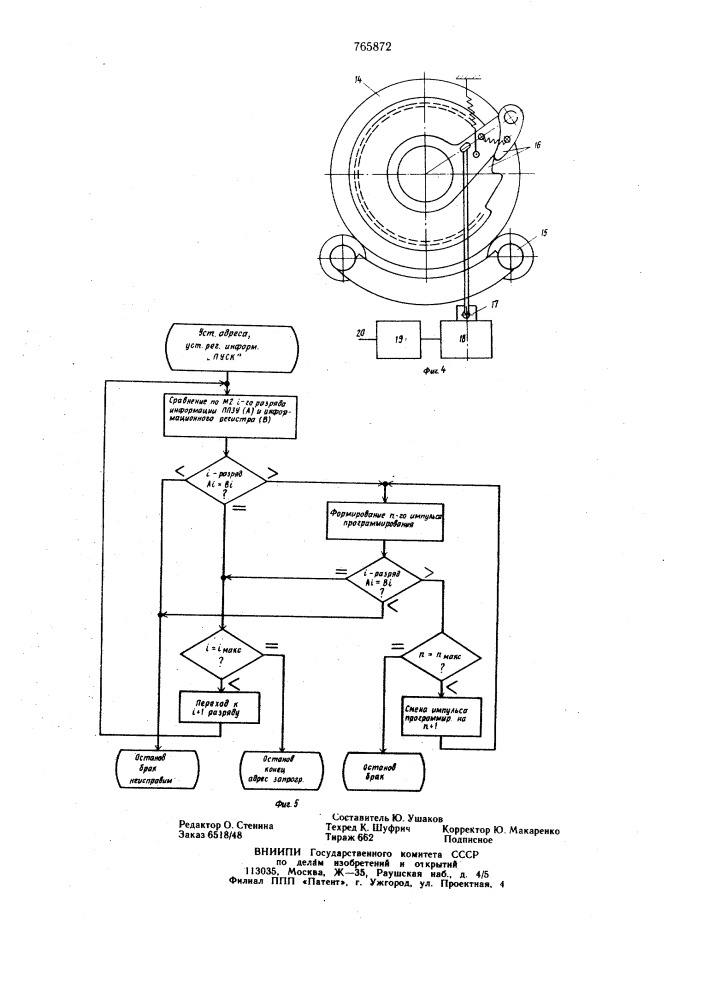 Устройство для записи информации в полупроводниковые блоки памяти (патент 765872)