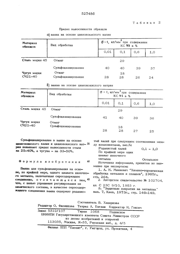 Ванна для сульфоцианирования (патент 527486)