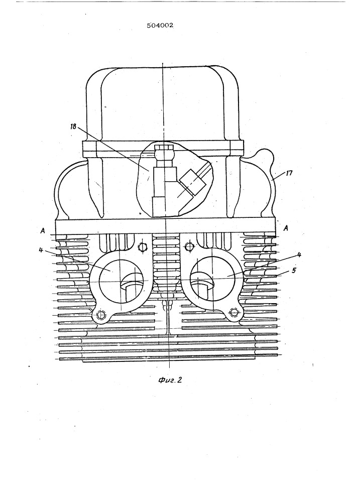 Головка цилиндра двигателя внутреннего сгорания с воздушным охлаждением (патент 504002)