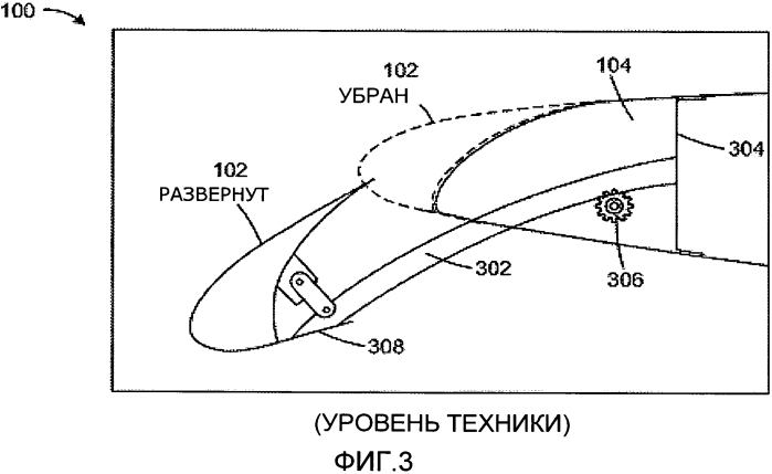 Малошумящая система предкрылка с элеметами, размещенными в передней кромке крыла и выполненными с возможностью развертывания (патент 2566833)