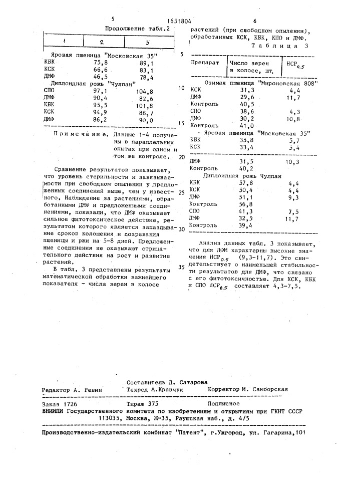 Гаметоцид (патент 1651804)