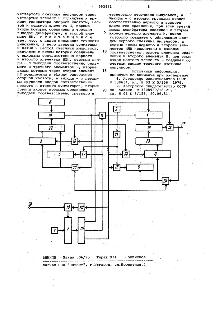 Умножитель частоты следования импульсов (патент 993461)