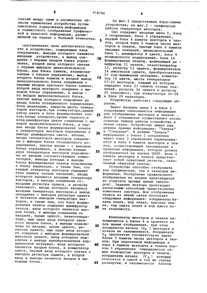 Устройство для отображения ин-формации ha экране элт (патент 798796)