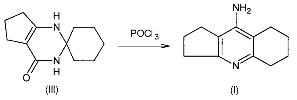 Способ получения 9-амино-2,3,5,6,7,8-гексагидро-1н-циклопента[b]хинолина (патент 2659389)