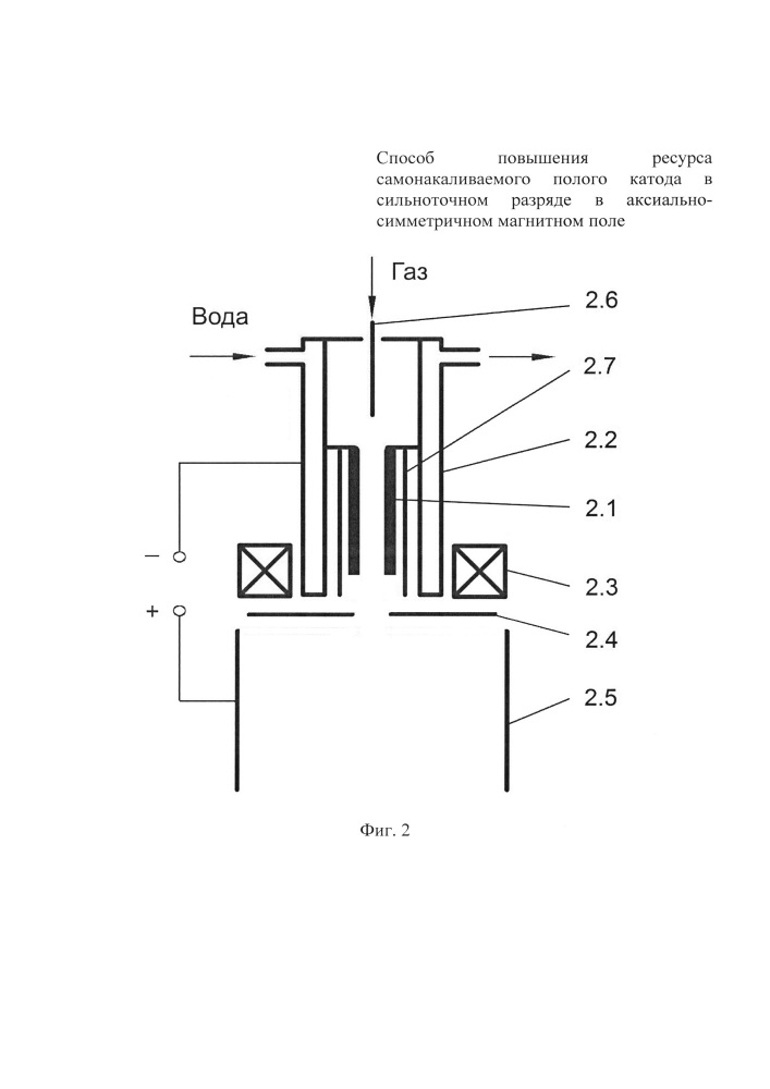 Способ повышения ресурса самонакаливаемого полого катода в сильноточном разряде в аксиально-симметричном магнитном поле (патент 2642847)