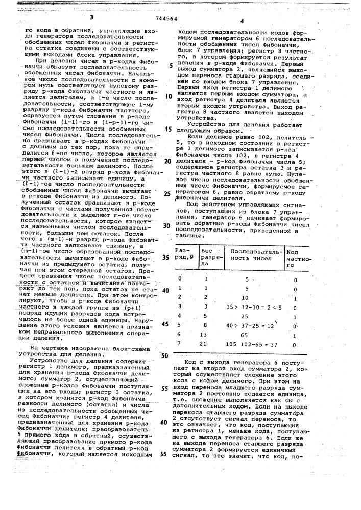 Устройство для деления (патент 744564)