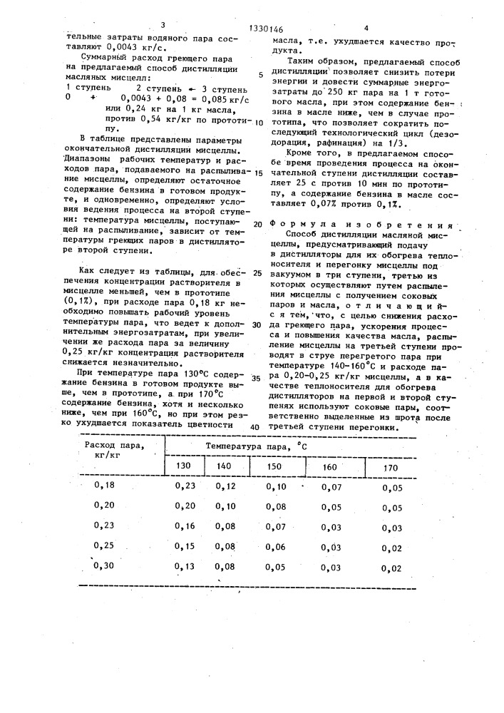 Способ дистилляции масляной мисцеллы (патент 1330146)