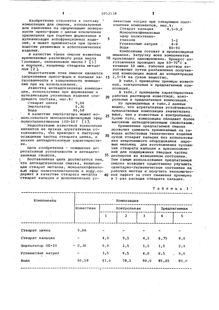 Антиадгезионная смазка (патент 1052534)