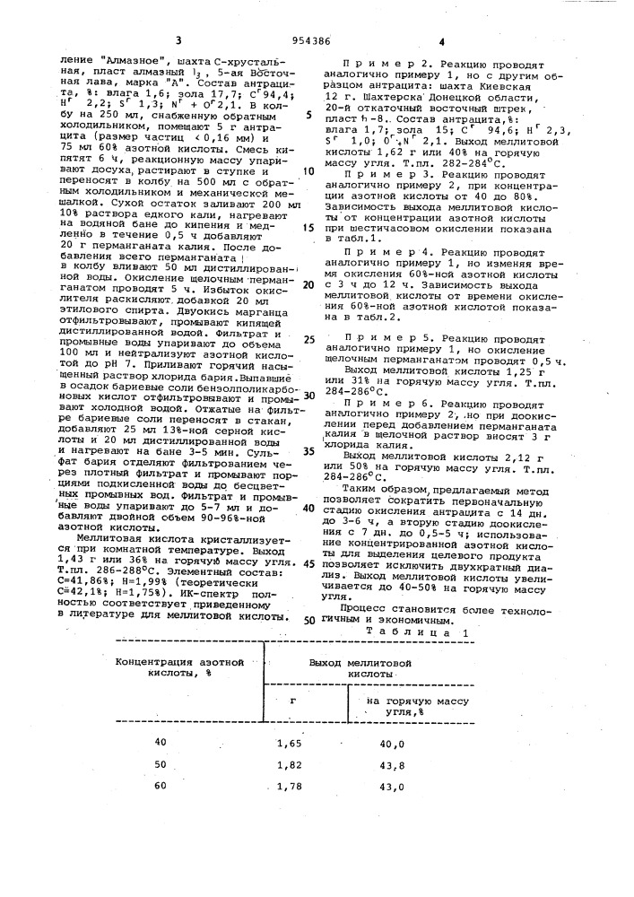Способ получения меллитовой кислоты (патент 954386)