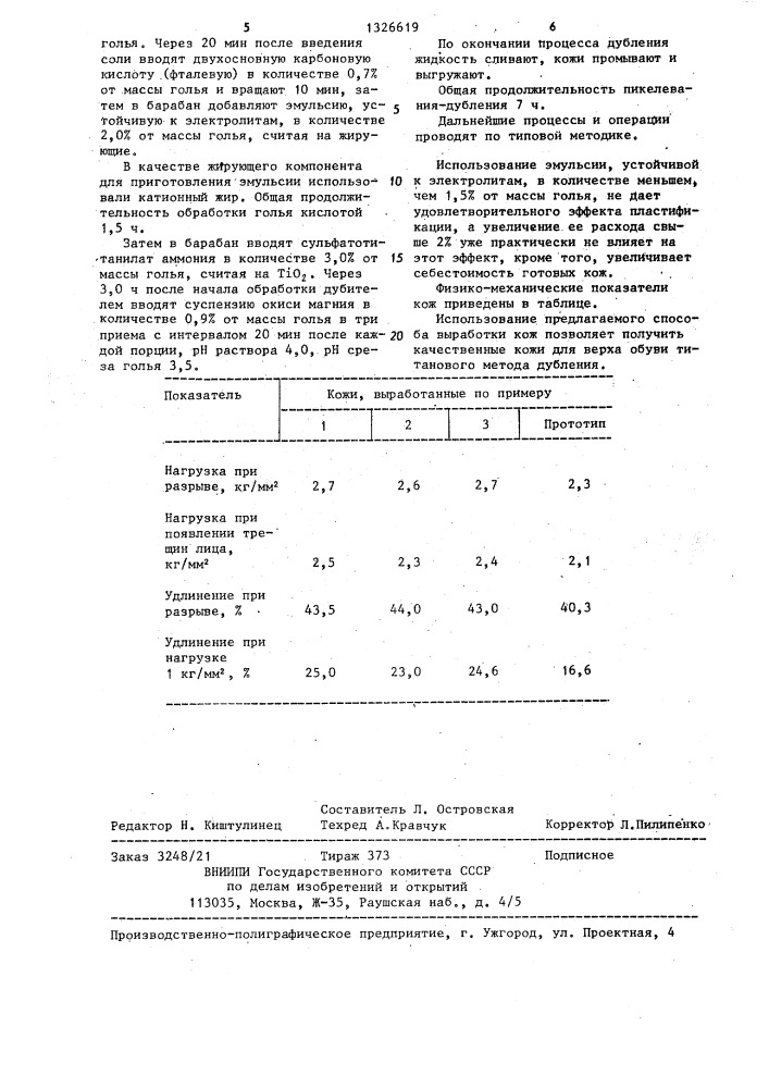 Способ выработки кож для верха обуви (патент 1326619)