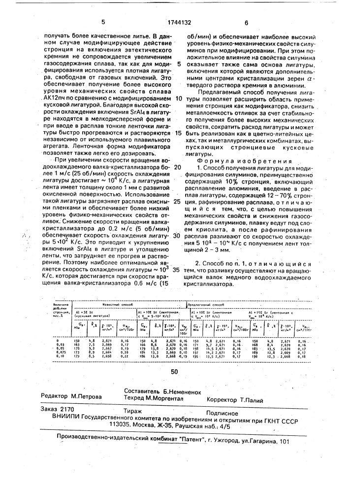 Способ получения лигатуры для модифицирования силуминов (патент 1744132)