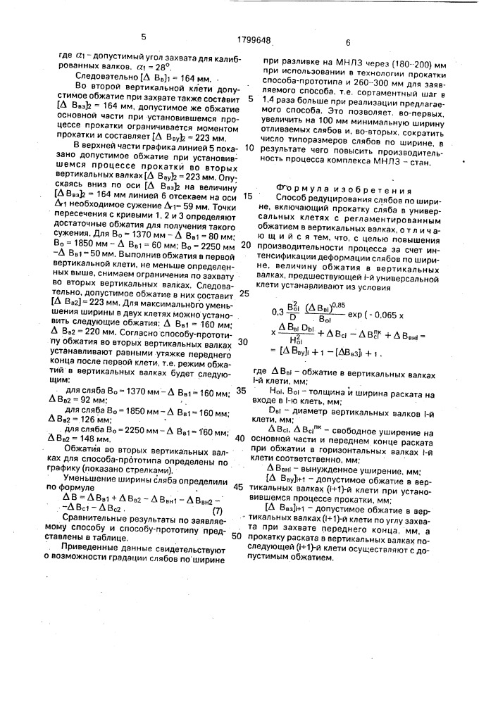 Способ редуцирования слябов по ширине (патент 1799648)