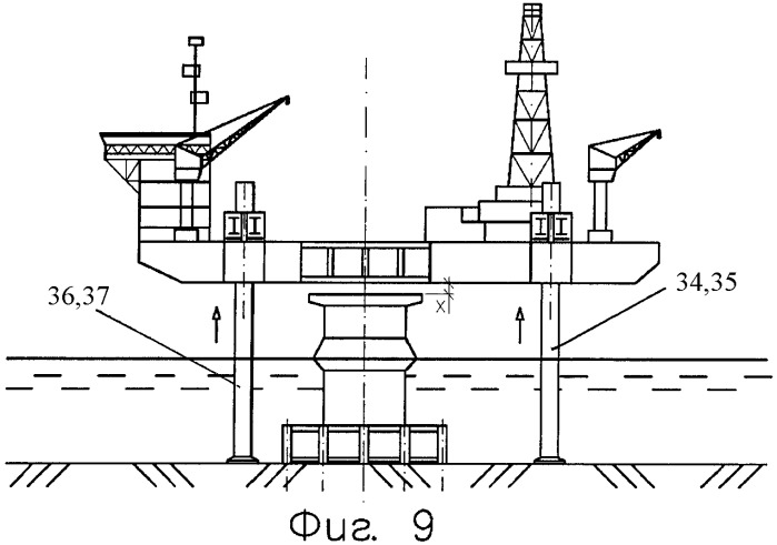 Плавучая установка для бурения скважин с опорных блоков (патент 2392380)