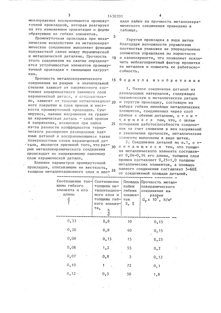 Паяное соединение деталей из разнородных материалов (патент 1430201)