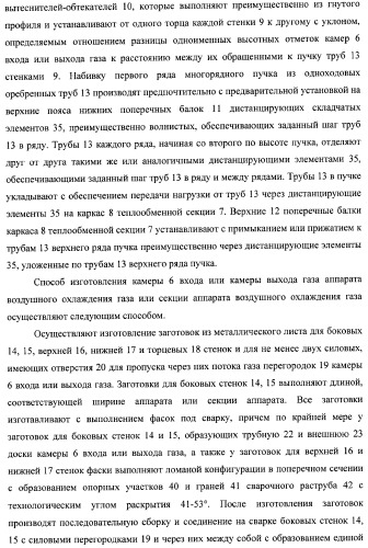 Способ изготовления аппарата воздушного охлаждения газа, способ изготовления теплообменной секции аппарата (варианты), способ изготовления камеры входа или выхода газа аппарата, способ гидравлических испытаний теплообменной секции аппарата и способ гидравлических испытаний коллектора подвода и отвода газа аппарата (патент 2364811)