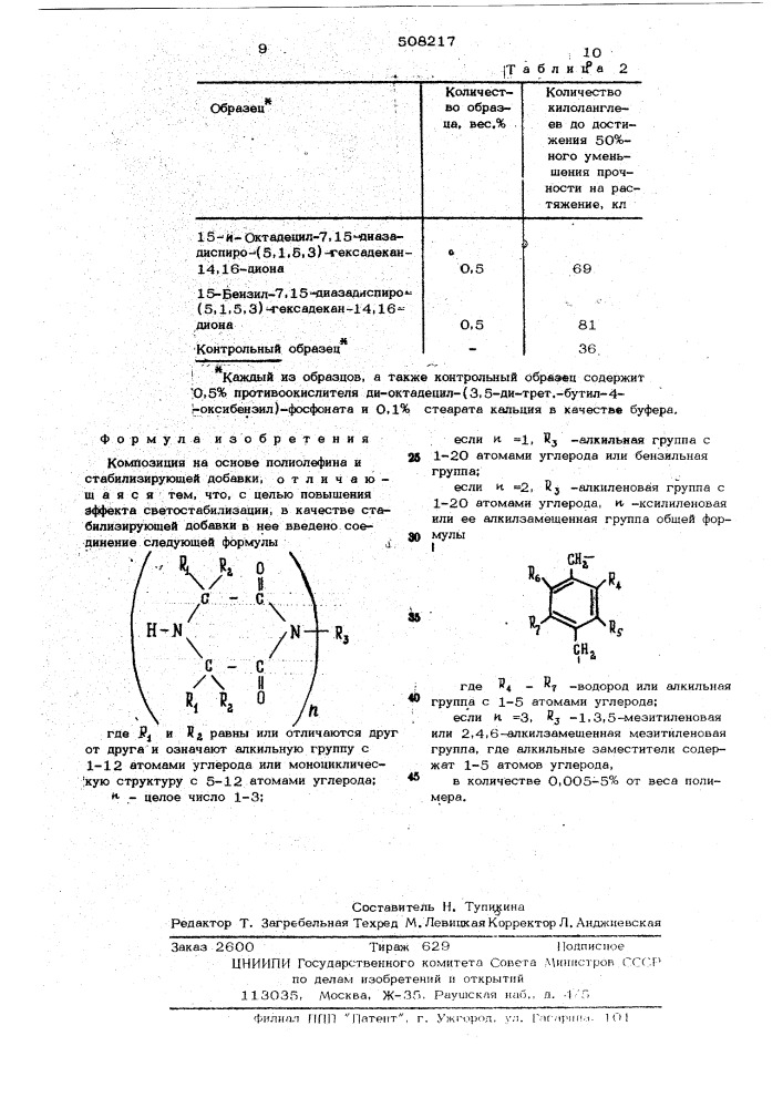 Композиция на основе полиолефина (патент 508217)