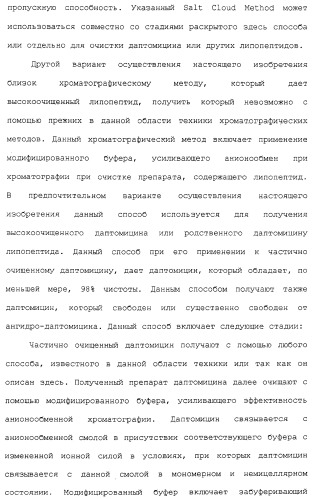 Способ очистки липопептида (варианты), антибиотическая композиция на основе очищенного липопептида (варианты) (патент 2311460)