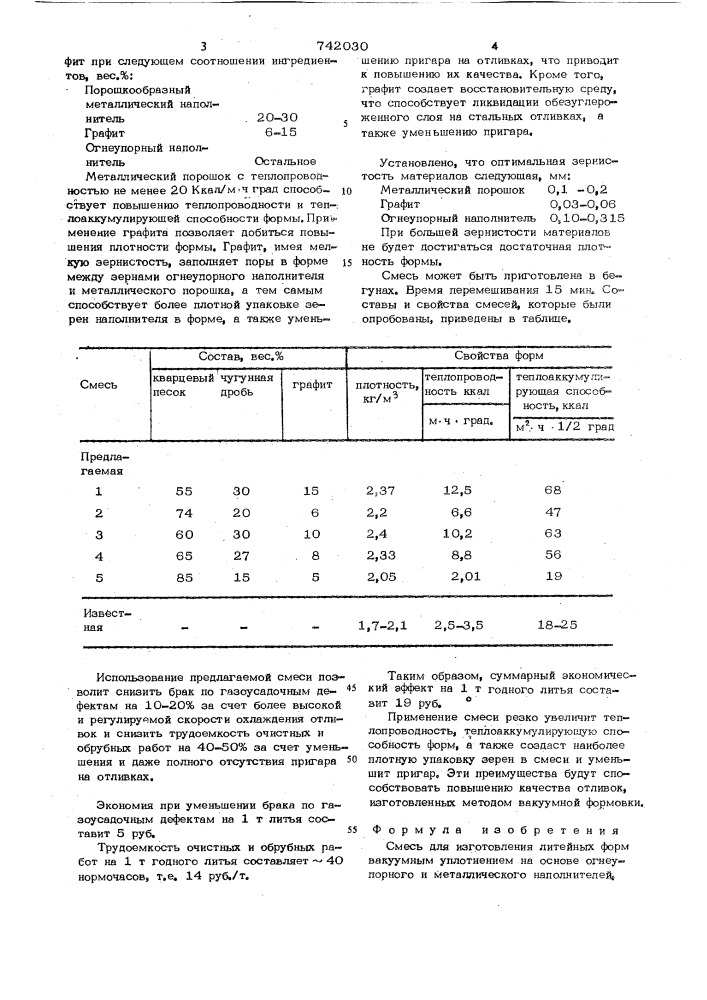 Смесь для изготовления литейных форм вакуумным уплотнением (патент 742030)