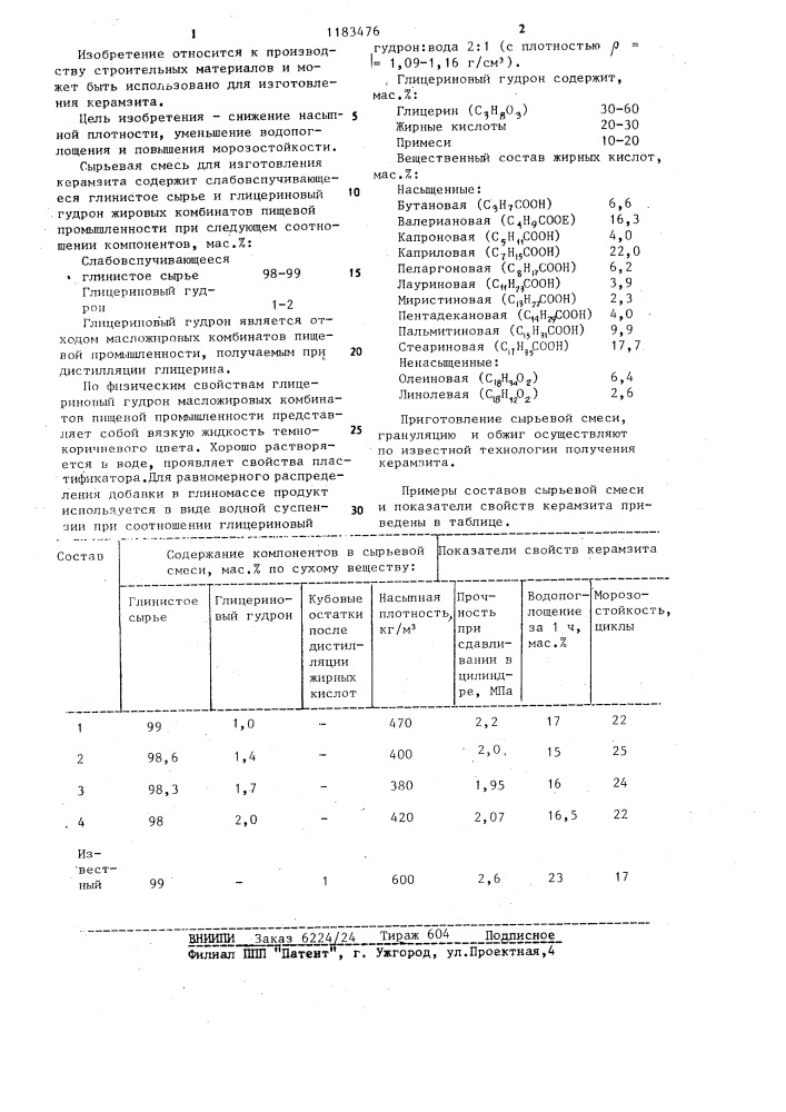 Сырьевая смесь для изготовления керамзита (патент 1183476)