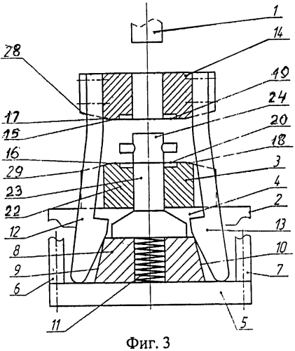 Штамп с горизонтальным разъемом матриц для штамповки поковок типа крестовин (патент 2550067)