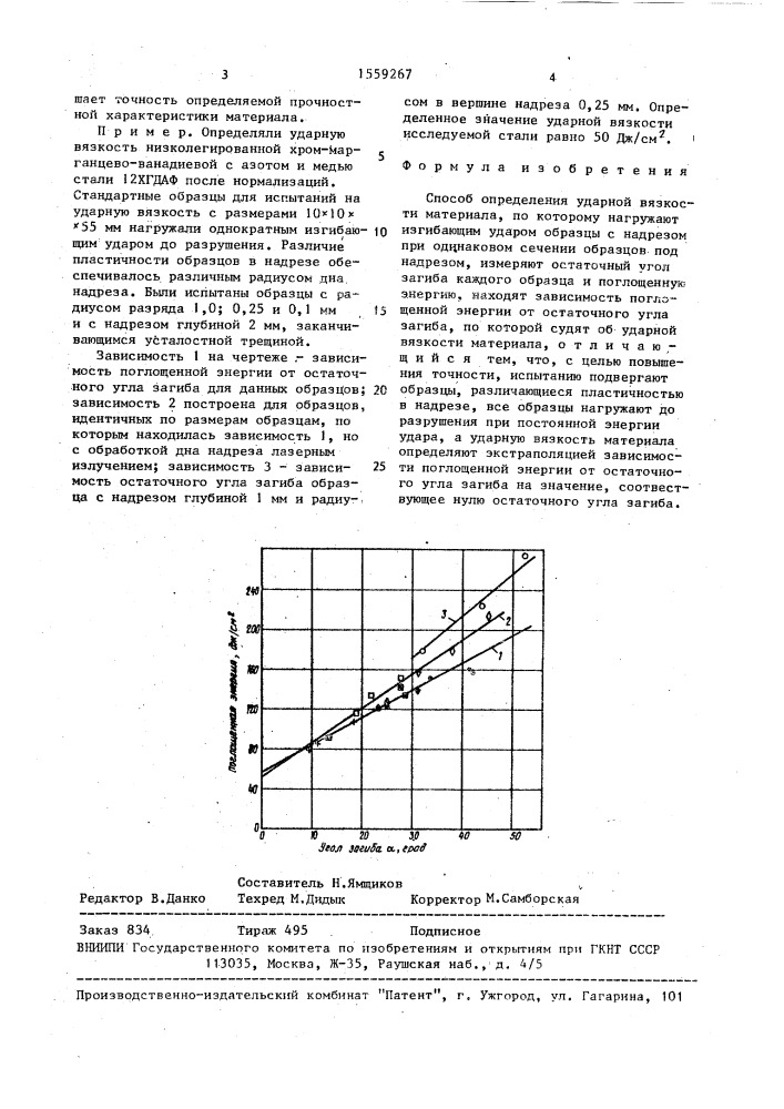 Способ определения ударной вязкости материала (патент 1559267)