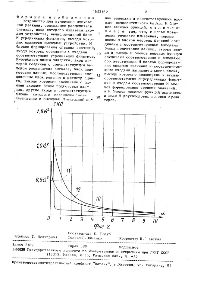 Устройство для измерения импульсной реакции (патент 1653162)