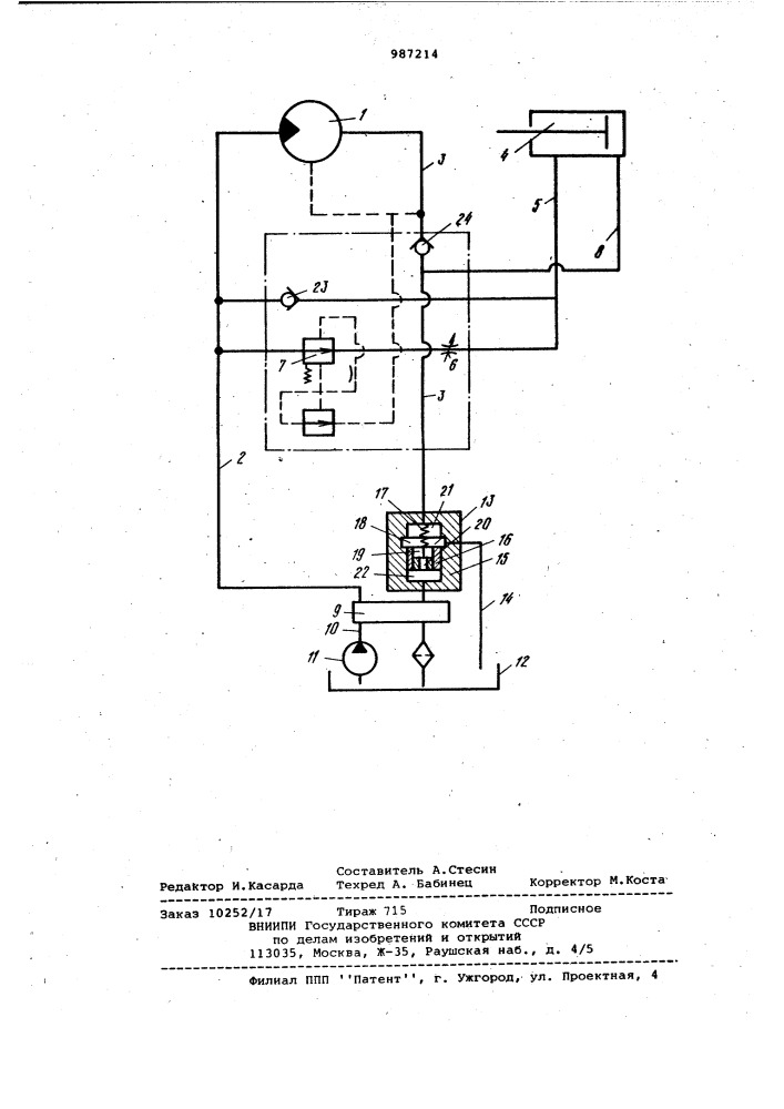 Гидропривод механизма срезания (патент 987214)