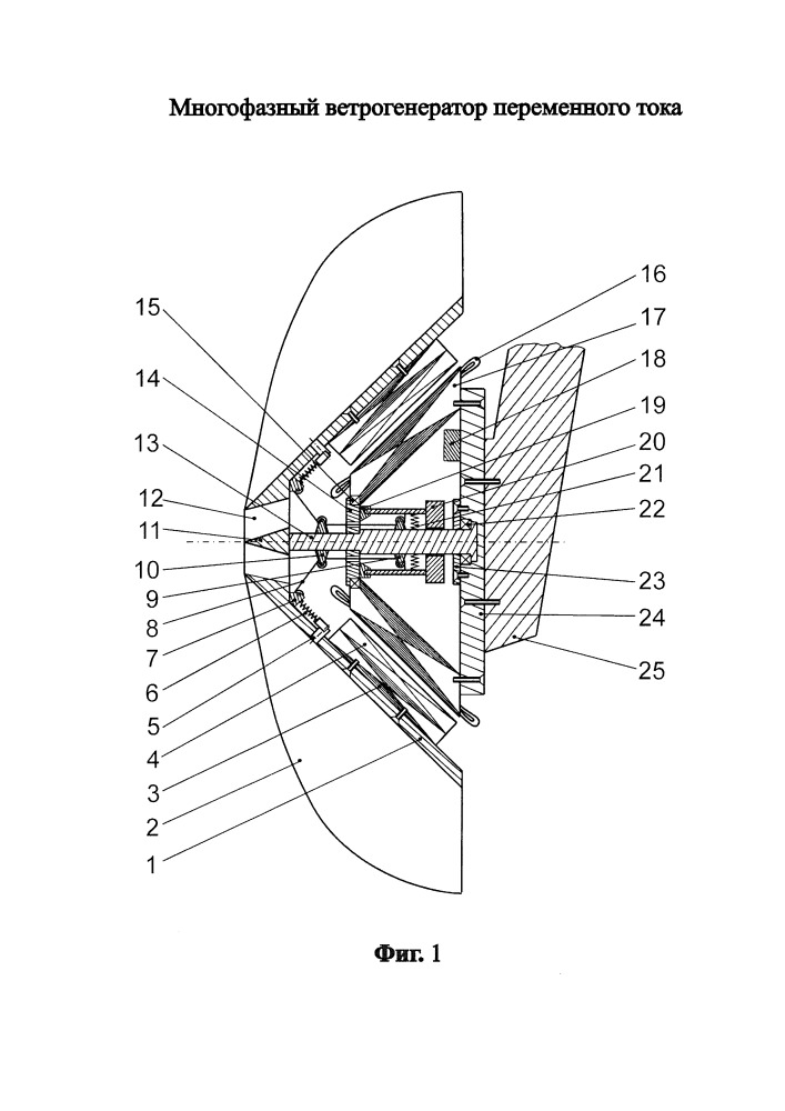 Многофазный ветрогенератор переменного тока (патент 2658316)