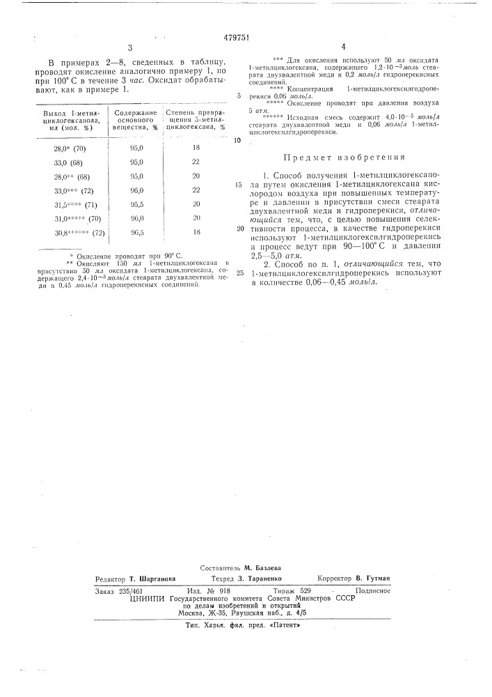 Способ получения 1-метилциклогексанола (патент 479751)