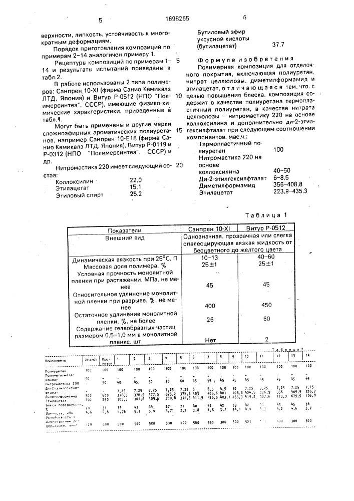 Полимерная композиция для отделочного покрытия (патент 1698265)